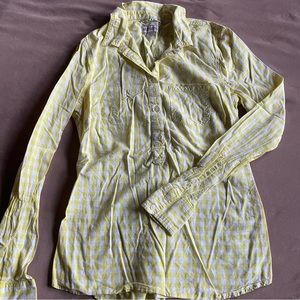 Merona Popover Blouse - Yellow Gingham, Size XS